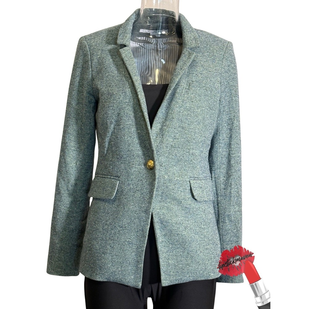 Veronica‎ Beard Blazer Jacket Womens 4 Green Tailored Preppy Single Button